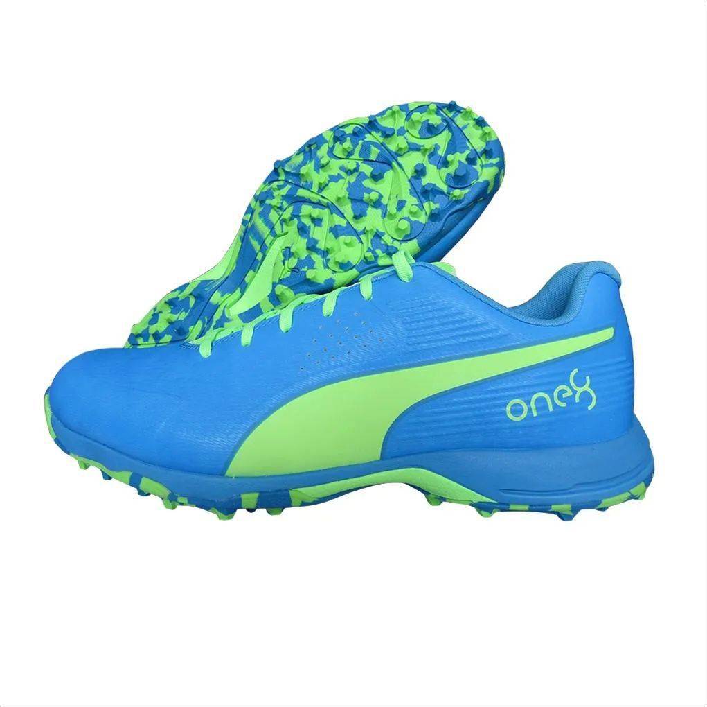 Puma 19 FH Rubber Stud Cricket Shoes Elektro Green Nrgy Blue
