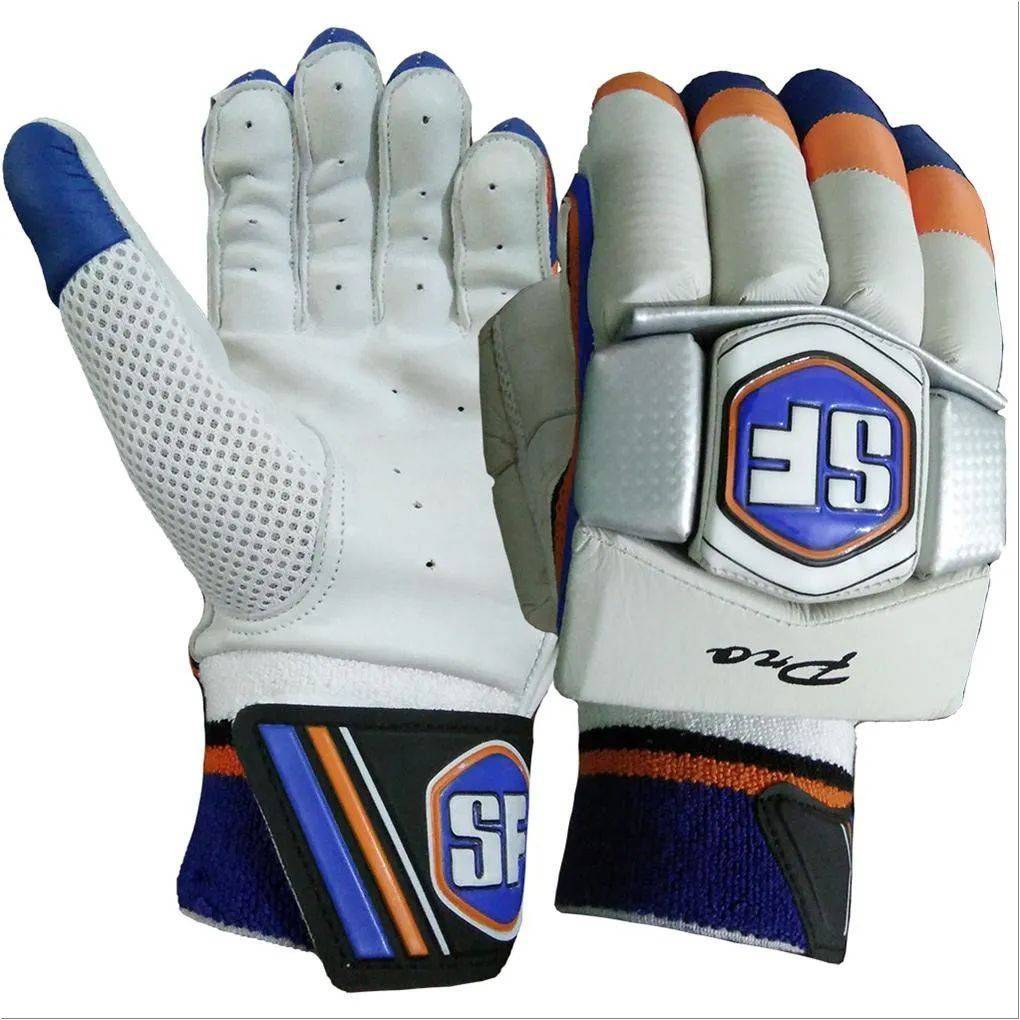 SF Pro Cricket Batting Gloves White Black and Golden