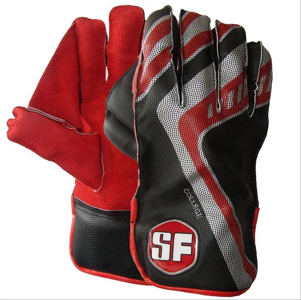 SF College Cricket Wicket Keeping Gloves Red Black