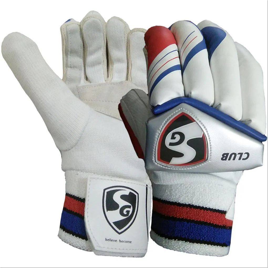 SG Club Cricket Batting Gloves White and Blue (Mans Size Right-Handed)