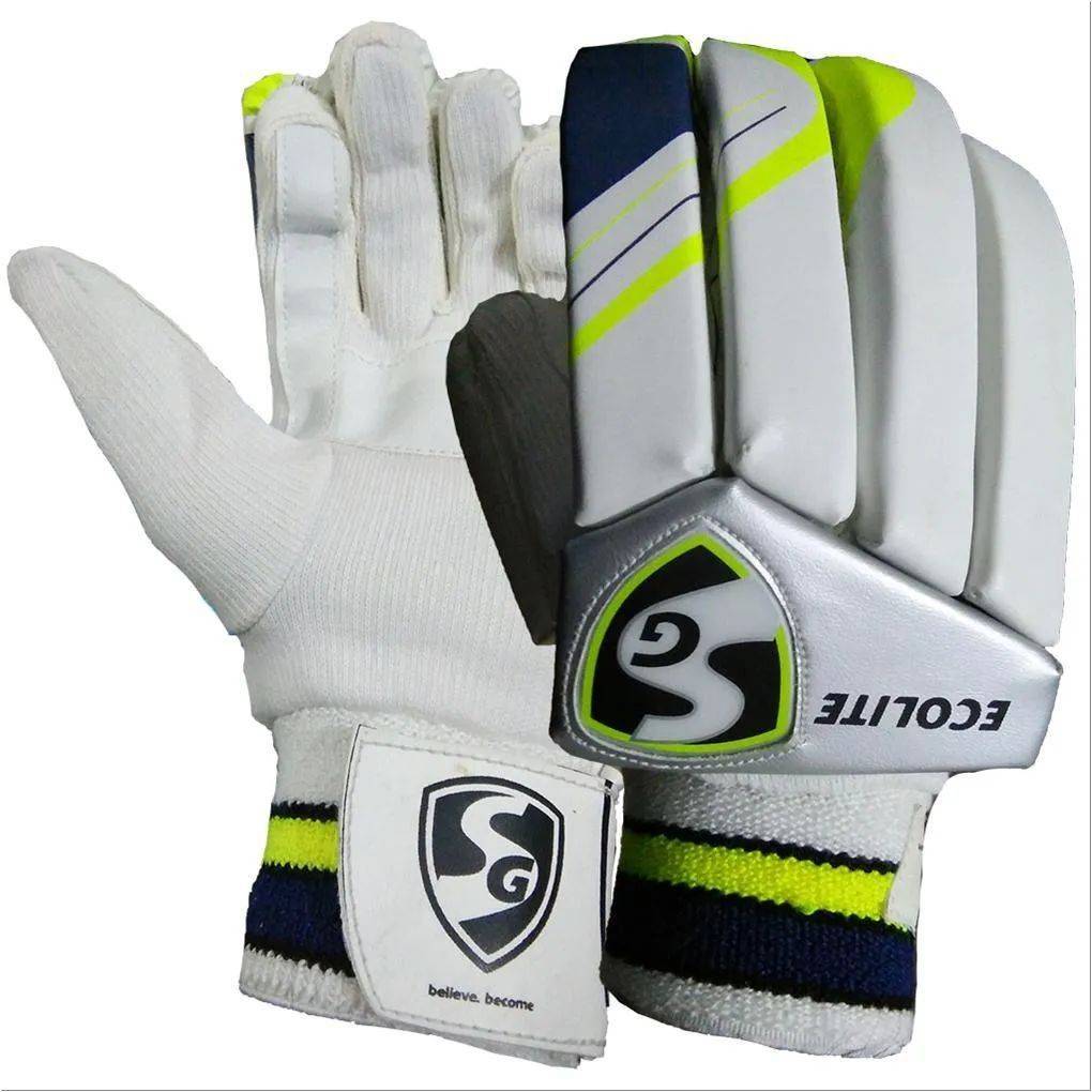 SG Ecolite Cricket Batting Gloves White and Black (Mans Size Right-Handed)