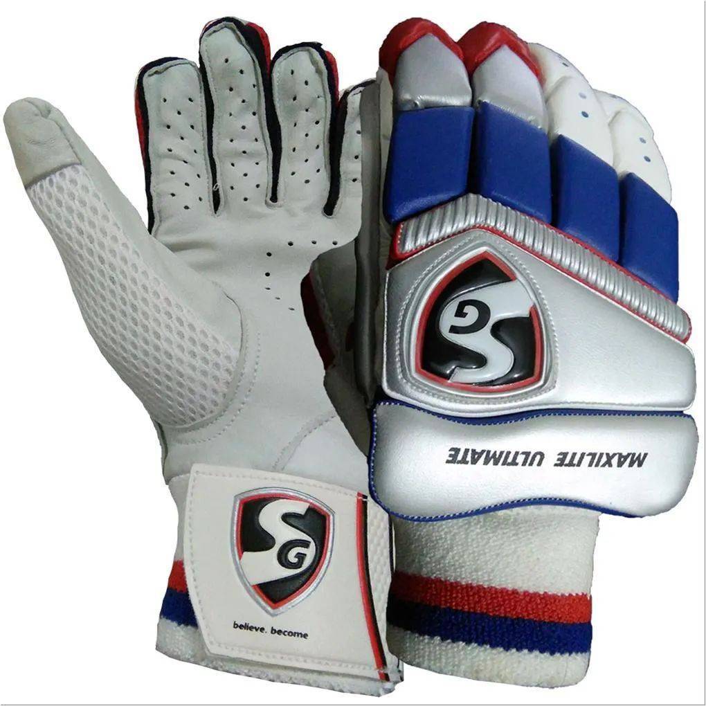 SG Maxilite Ultimate Batting Gloves White Red and Blue
