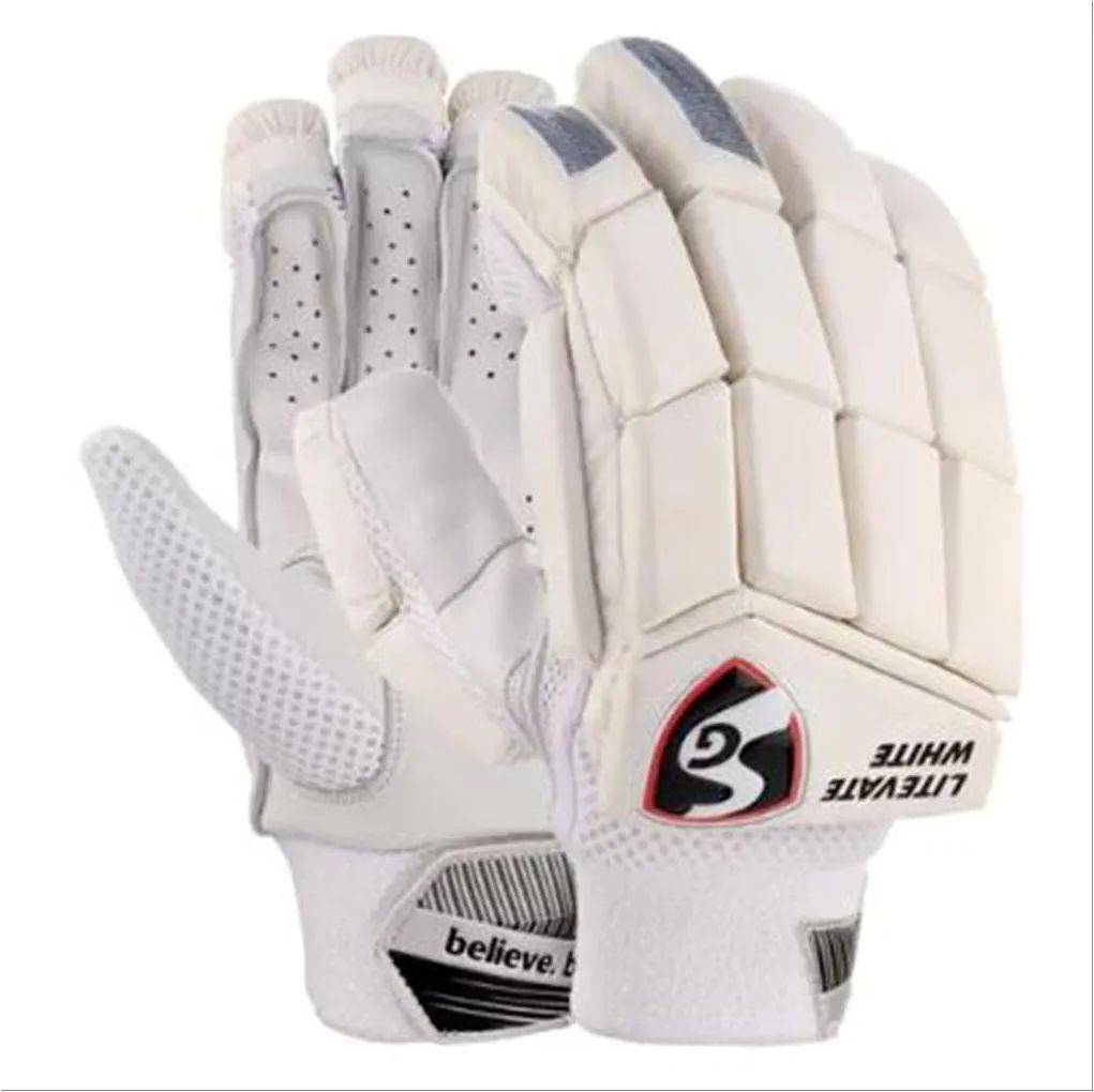SG Litevate White Cricket Batting Gloves (Mens Size Right-Handed)