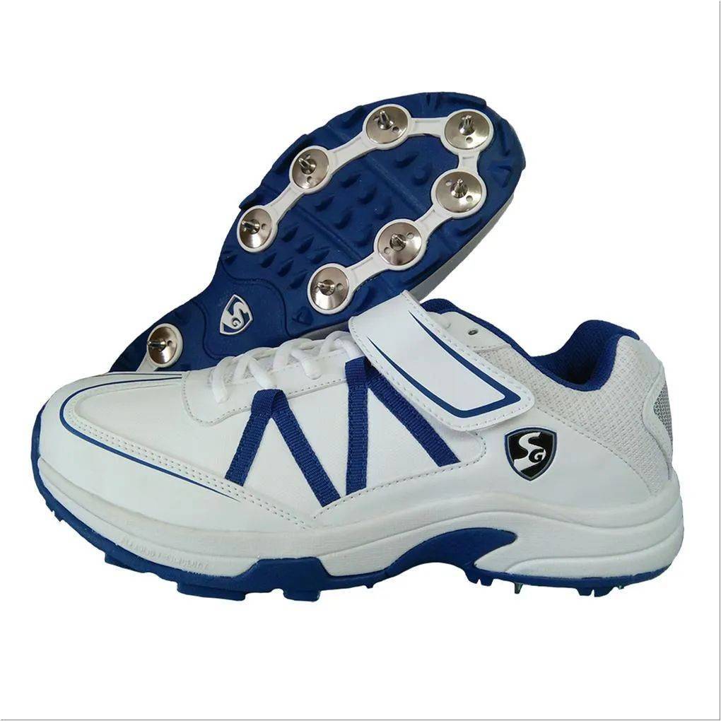 SG Xtreme 4.0 Full Spike Cricket Shoes White and Blue