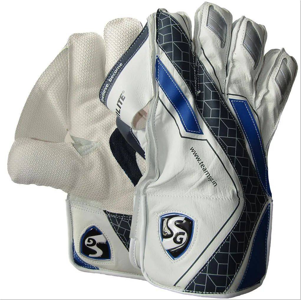 SG Hilite Wicket Keeping Gloves White Blue Black