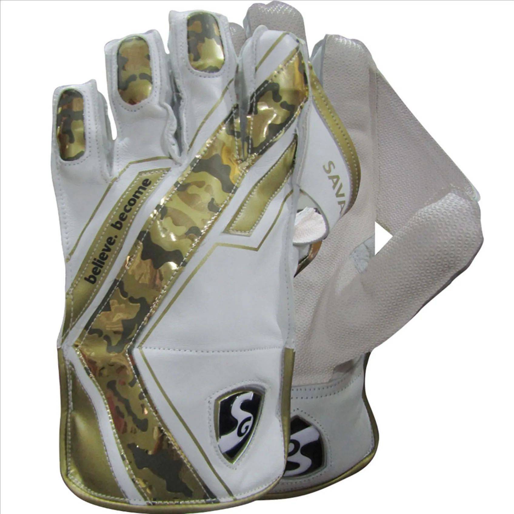 SG Savage Wicket Keeping Gloves White Gold