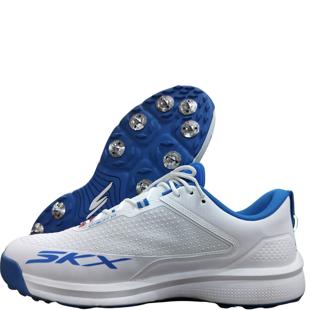 Skechers 214200 Elite Spike Cricket Shoes White Light Blue