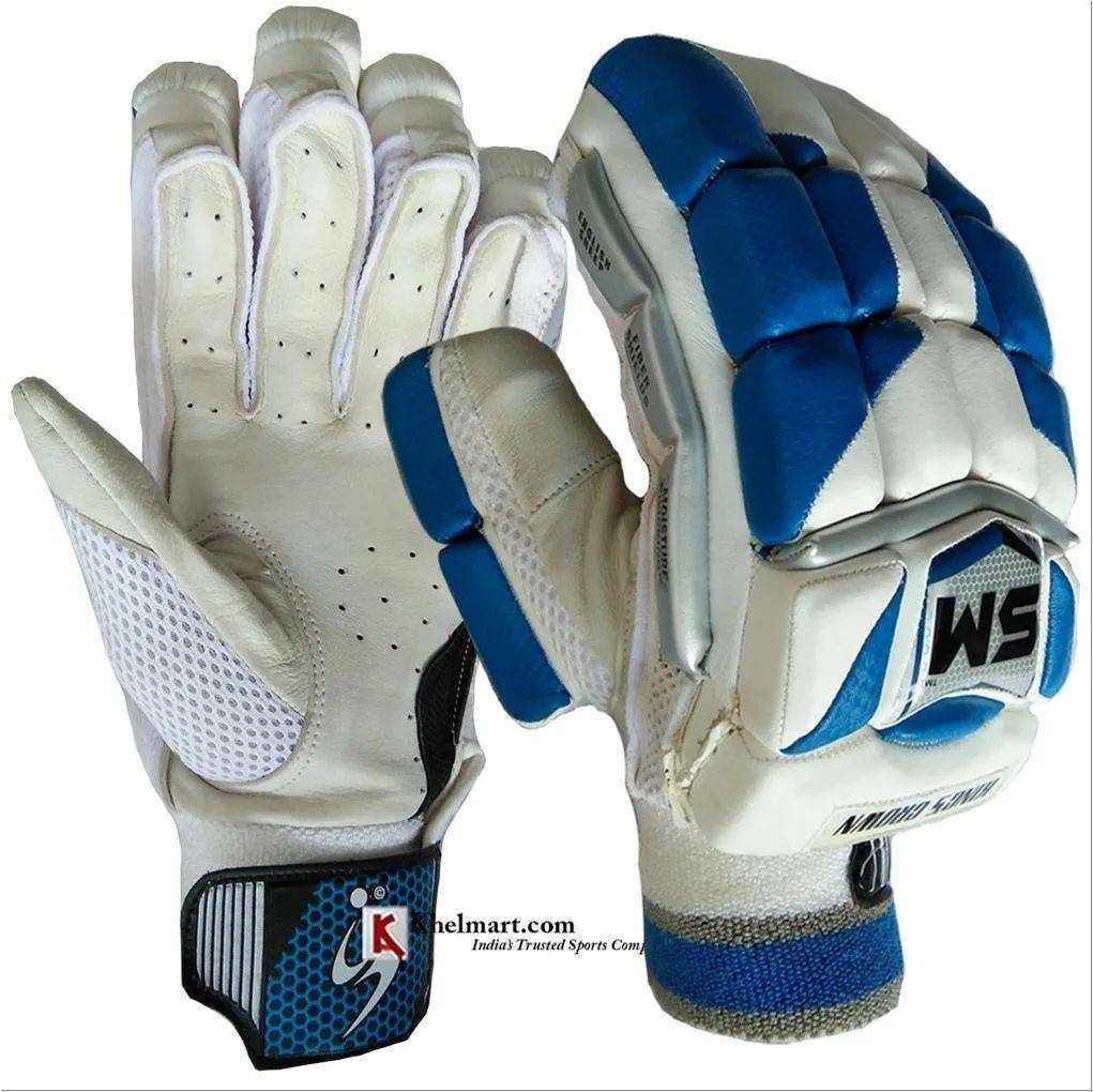 SM Kings of Crown Batting Gloves White and Blue