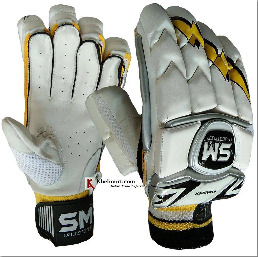 SM Swagger Batting Gloves White Black and Yellow