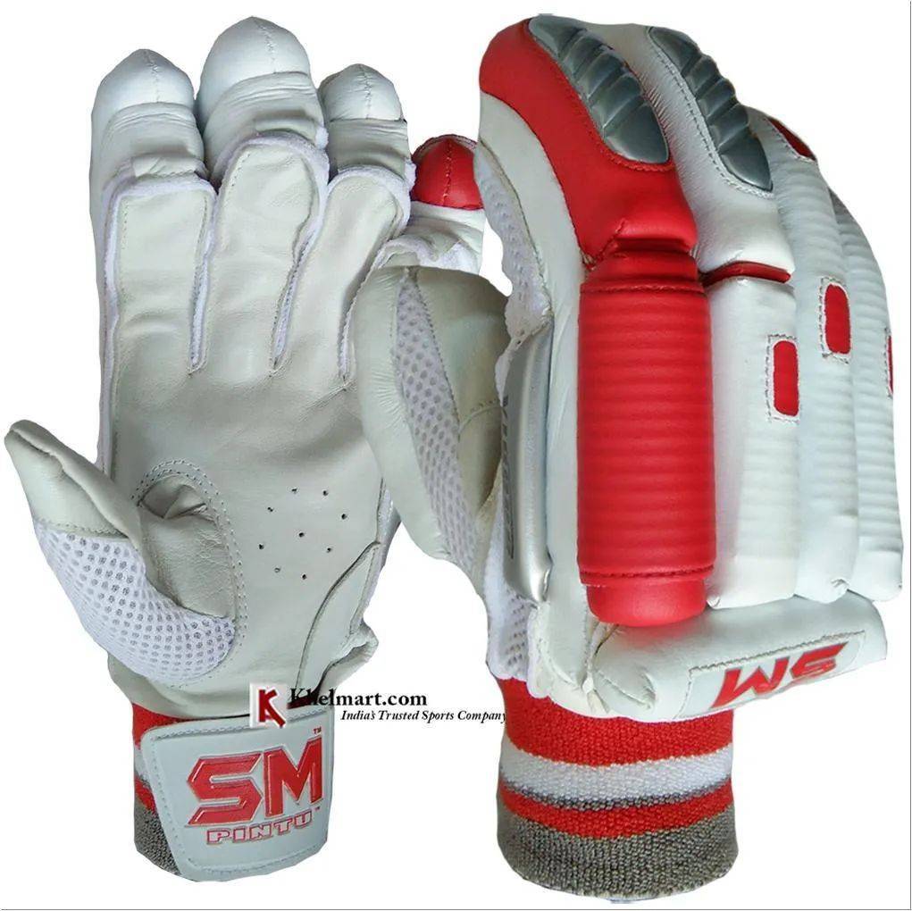 SM Vigour Batting Gloves White and Red