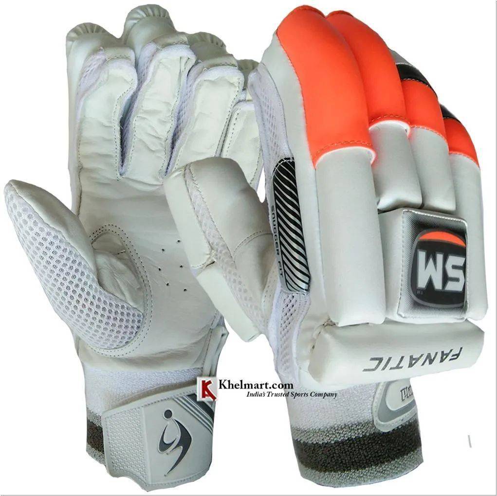 SM Fanatic Batting Gloves White and Orange