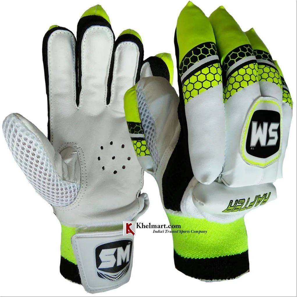 SM Rafter Batting Gloves White Black and Lime