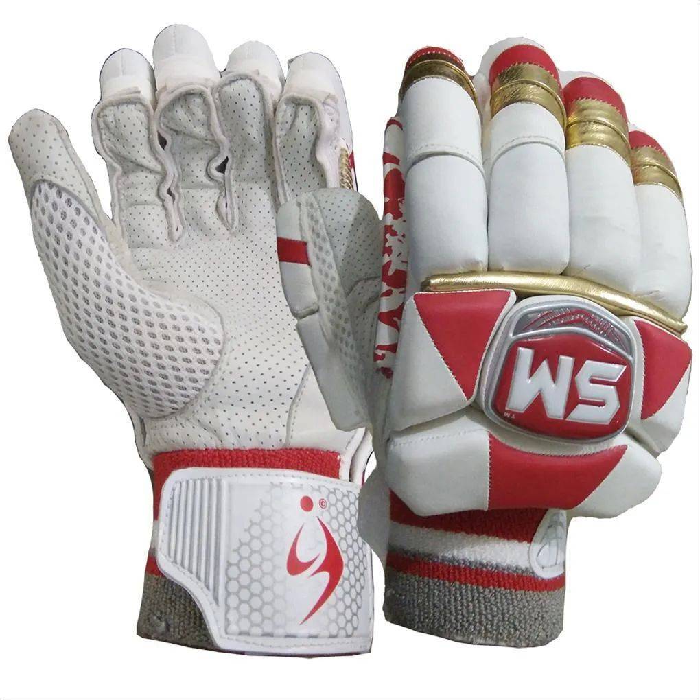 SM Sultan Gold Edition Batting Gloves White Red and Golden