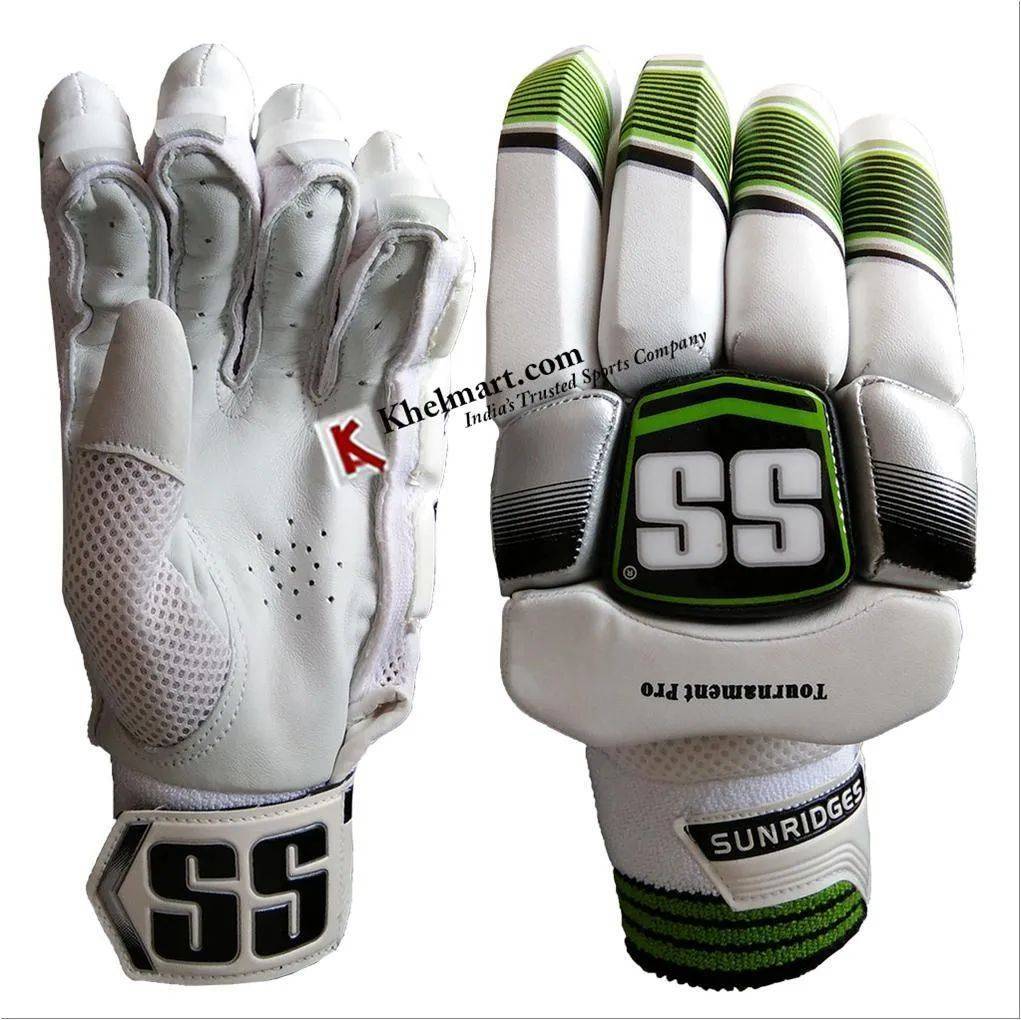 SS Tournament Cricket Batting Gloves White Black and Green