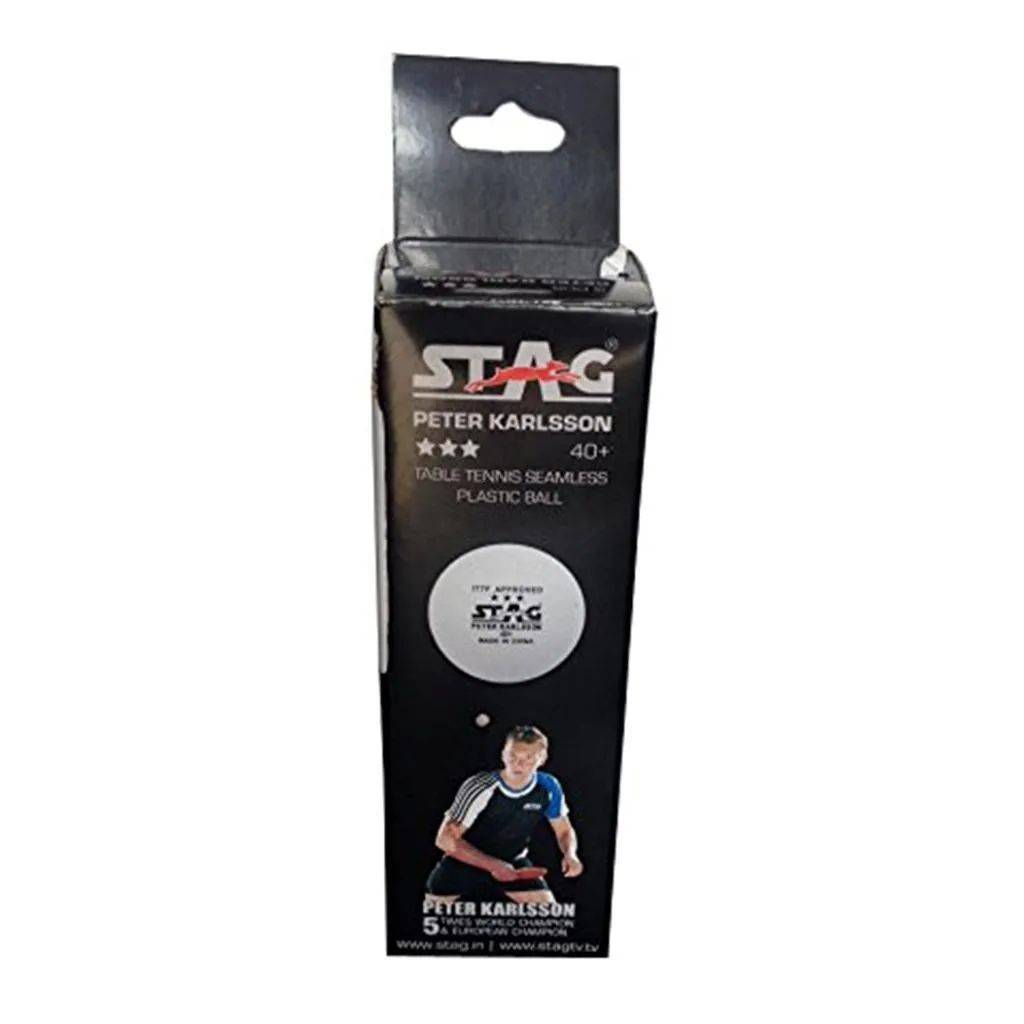 Stag Three Star Table Tennis Ball White Set of 12 Balls Plastic
