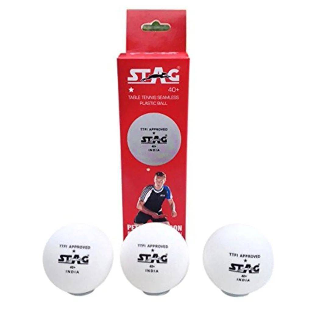 Stag One Star Table Tennis Ball White Set of 12 Balls Plastic
