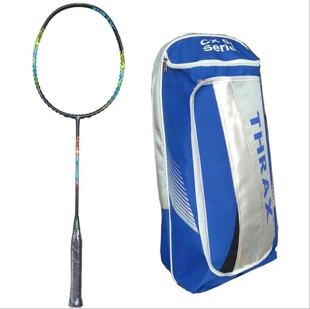 Thrax Streak X 101 Badminton Racket UnStrung And Thrax CX01 Pro Badminton Kit Bag Blue and White