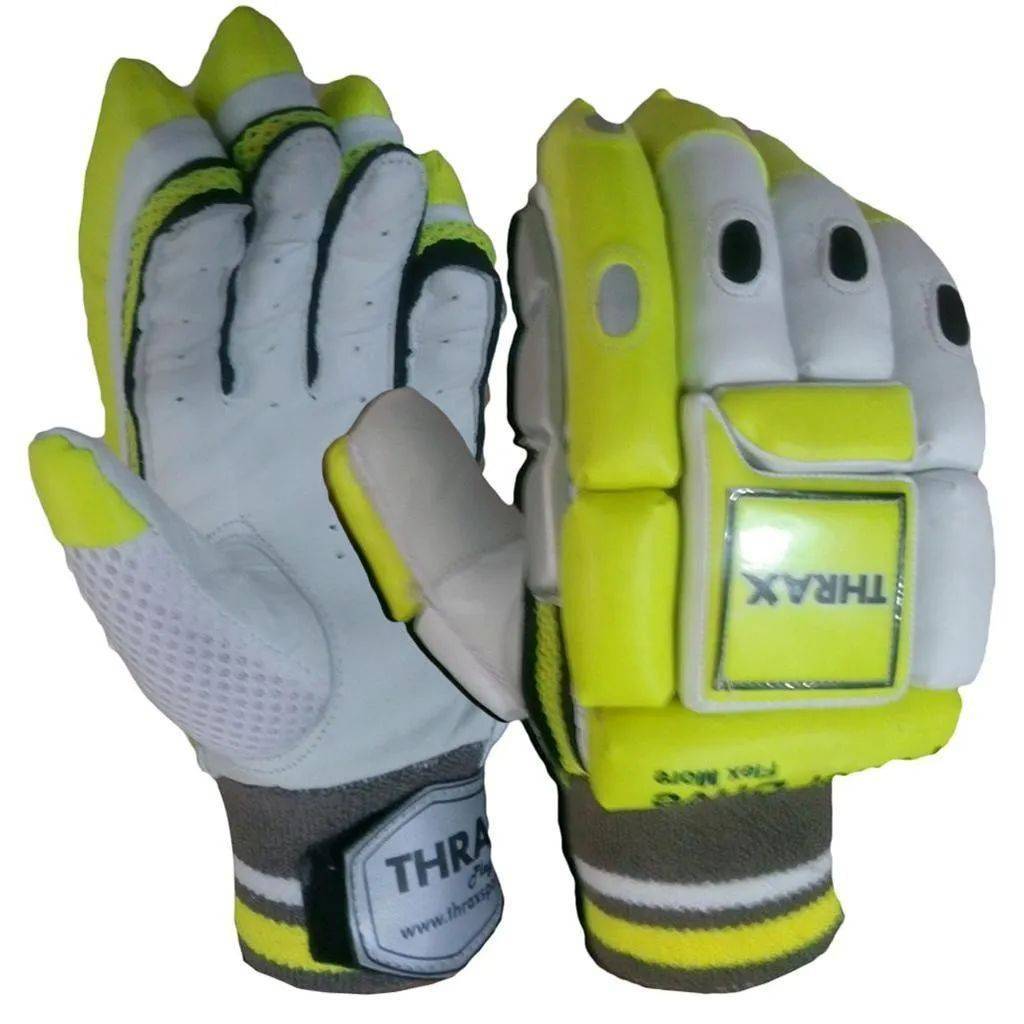 THRAX Power Drive Cricket Batting Gloves Size Youth Left Hand White and Lime