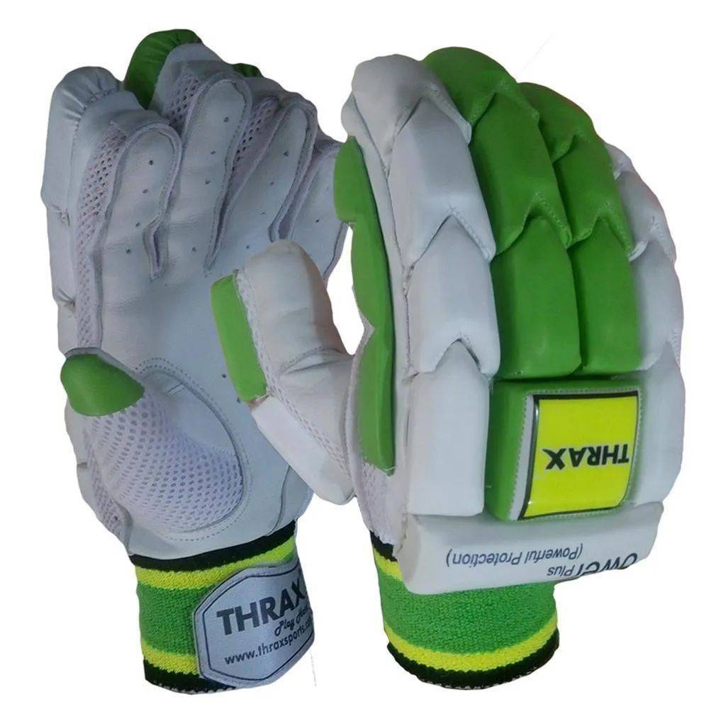 THRAX Power Plus Cricket Batting Gloves White And Green Left Hand