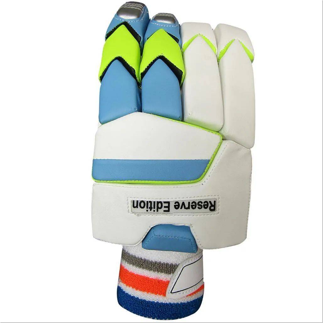 Thrax Reserve Edition Ultra Lightweight Pittard Leather Batting Gloves White Blue and Lime