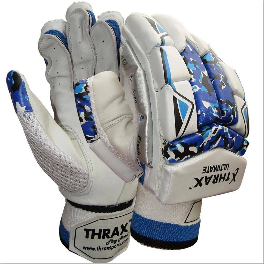 Thrax Ultimate Cricket Batting Gloves White Black and Blue