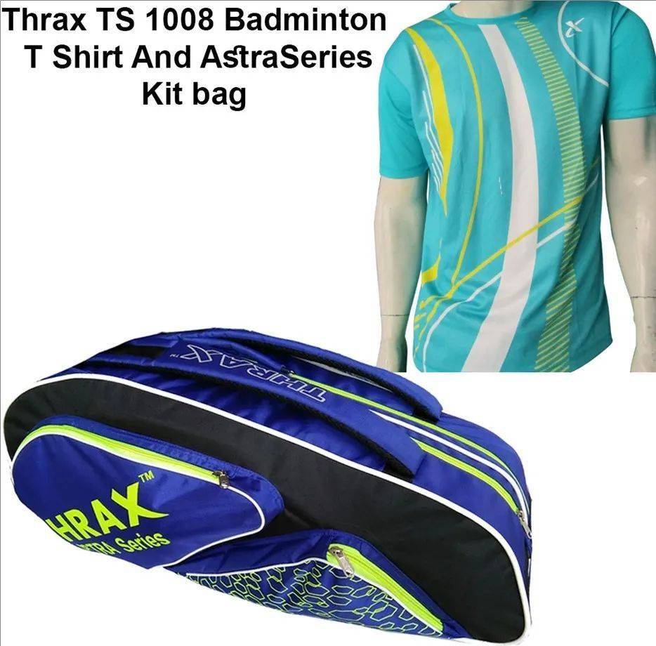 Thrax combo TS 1008 Badminton T Shirt And Astra Series Badminton Kit Bag