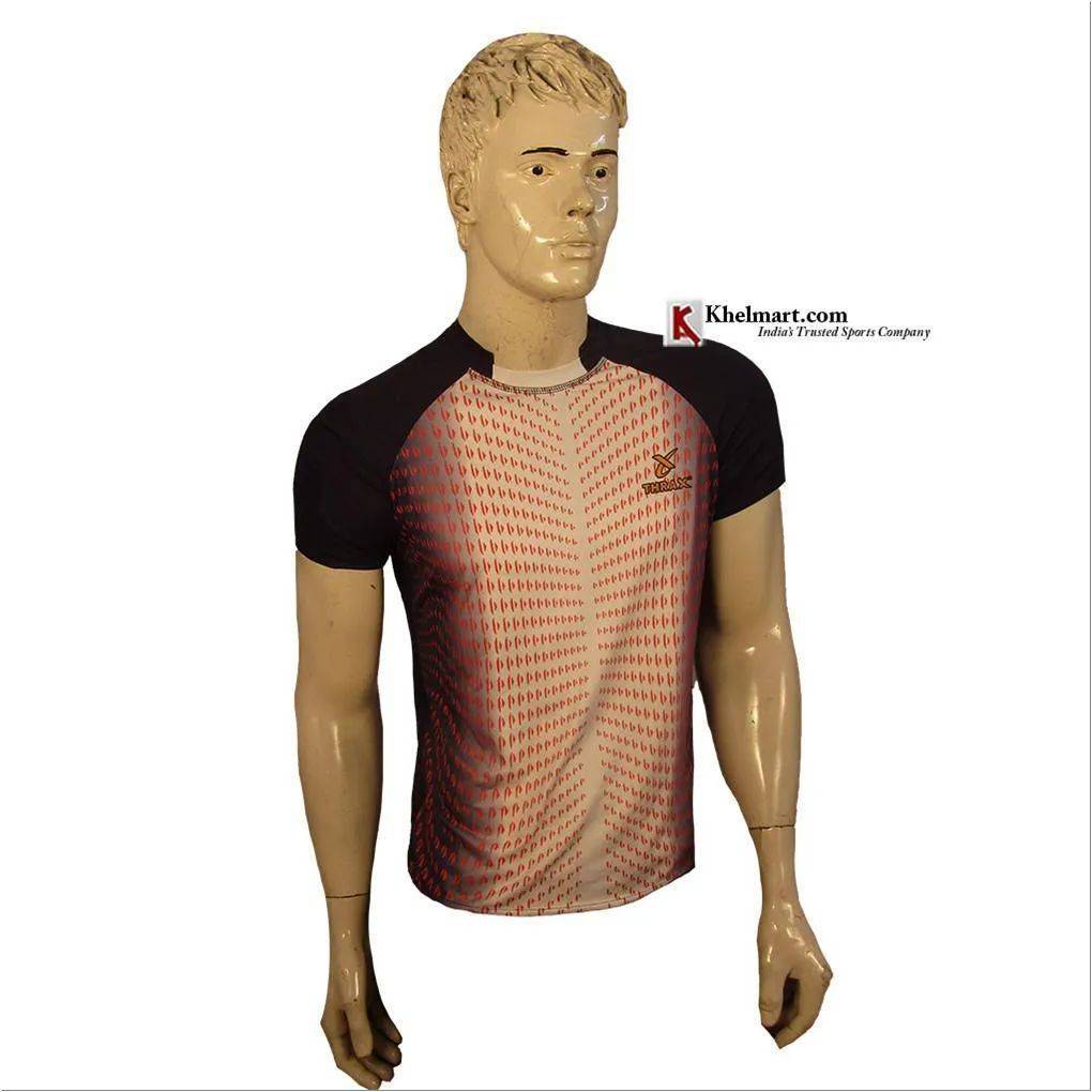 Thrax Polo Badminton T Shirt Black Red M9 Size Large