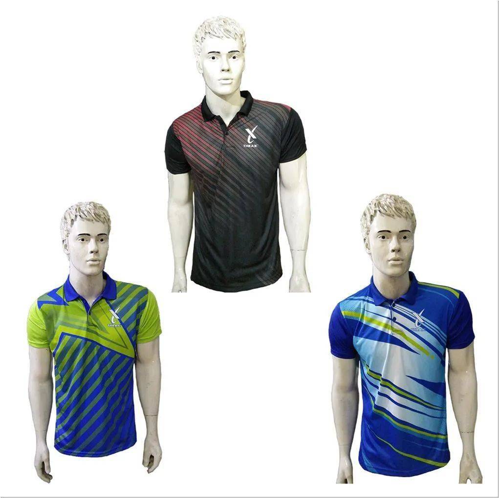Trio Pack of Thrax Polo Badminton T Shirt Size Large
