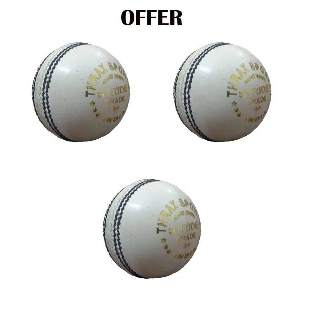 Thrax Stride White Cricket Balls 3 Ball Set