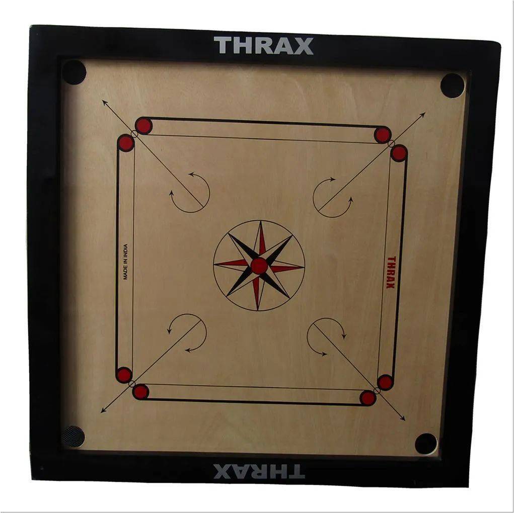 Thrax Turbo Carrom Board Full Size with Coins and Striker