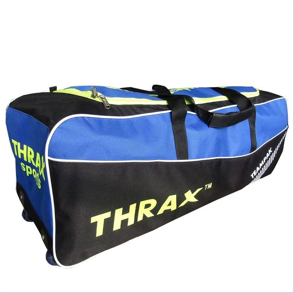 Thrax Teampak Wheel Cricket Kit Bag Black Blue and  Lime