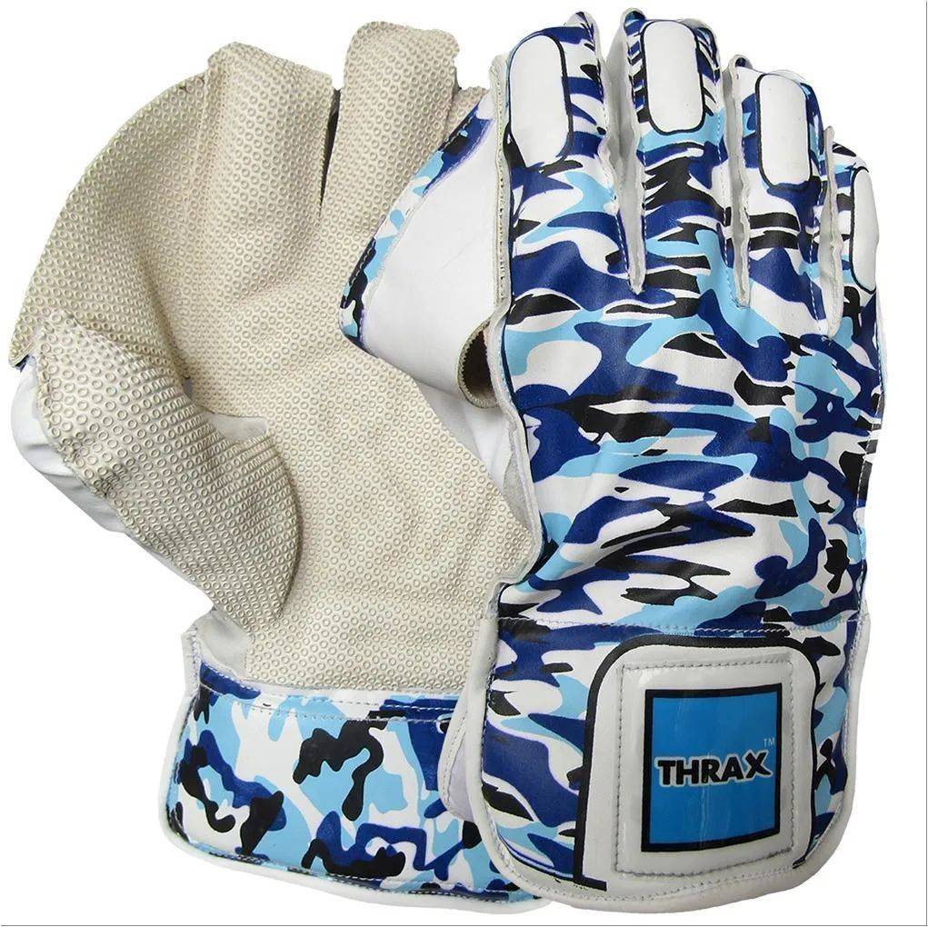 Thrax Professional Cricket Wicket Keeping Gloves Camo Blue
