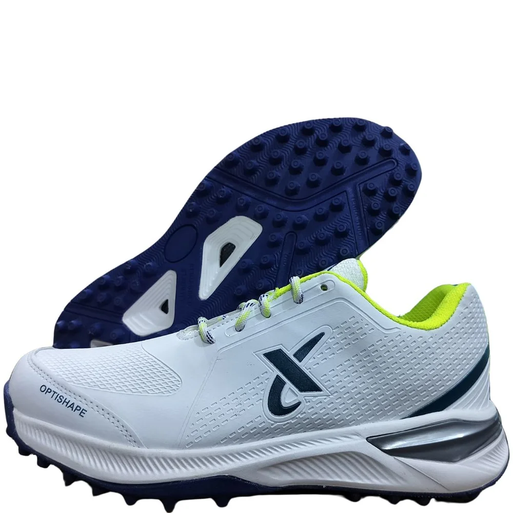 Thrax Rampaze Rubber Cricket Stud Shoes White and Lime