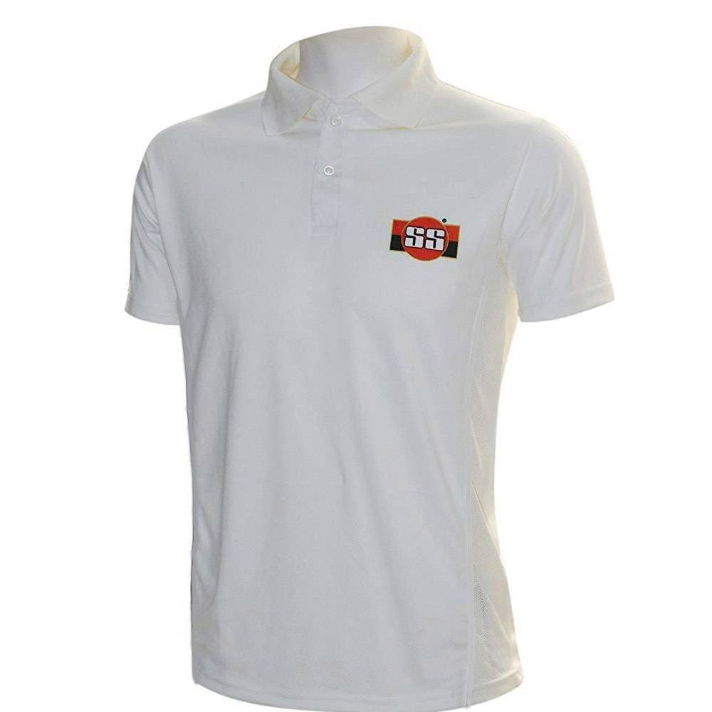 SS Cricket Professional Off White Cricket Half Sleeve Polo T Shirt Large