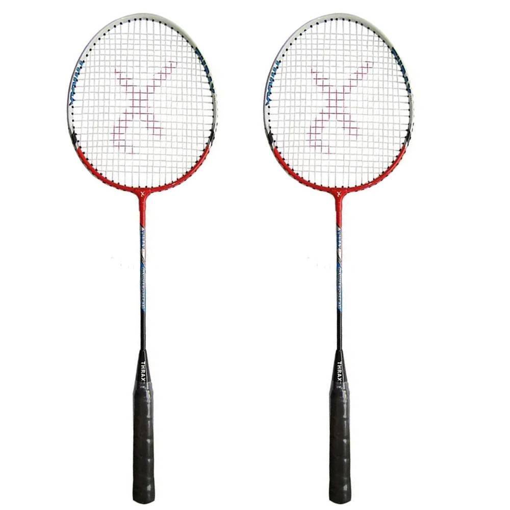 Set of 2 Thrax Hammer Power 11 Badminton Racket ( Red )