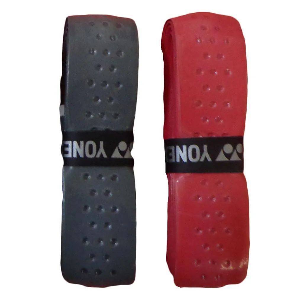 Yonex Leather Grip Badminton 2 Grip Set Red and Gray