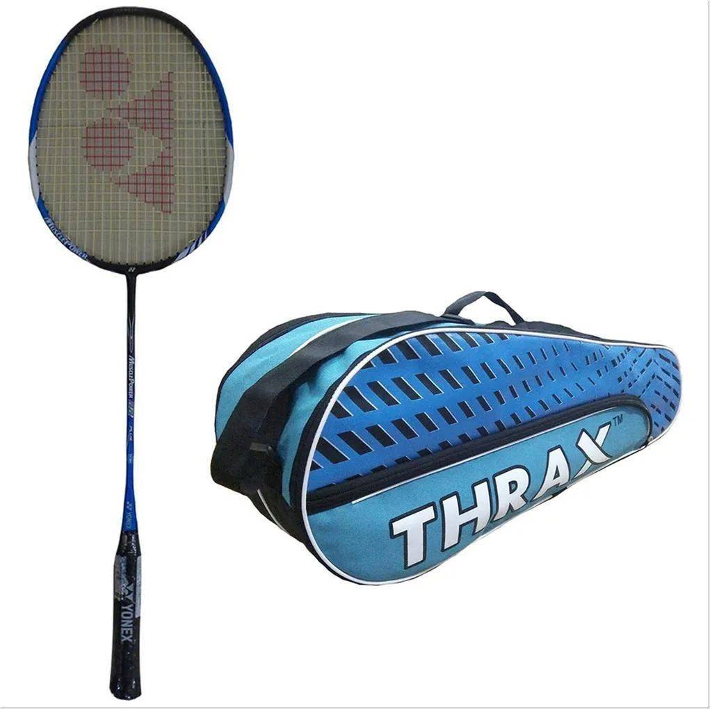 Yonex Muscle Power 22 Plus Badminton Racket AND Thrax Streak Badminton Kit Bag Sky blue and Navy