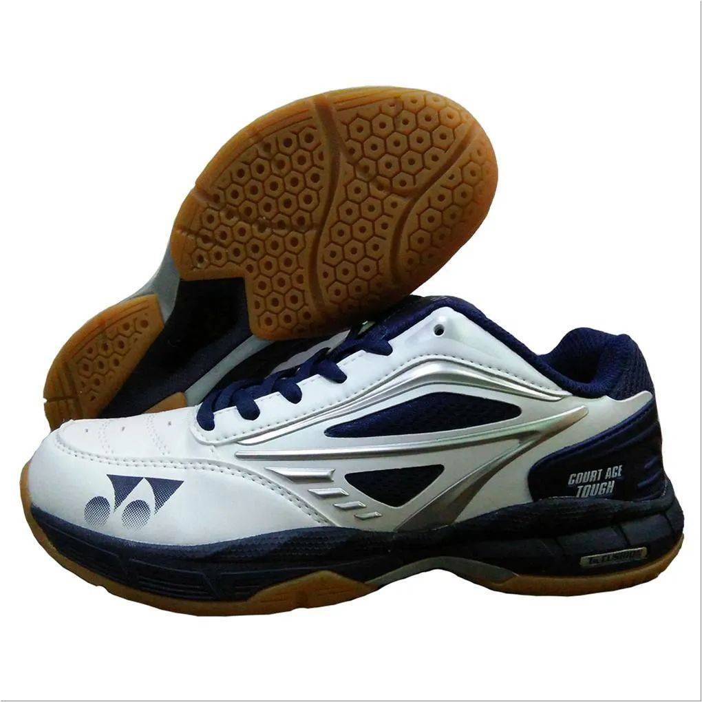 Yonex Court ACE Tough Badminton Shoes White Navy and Black