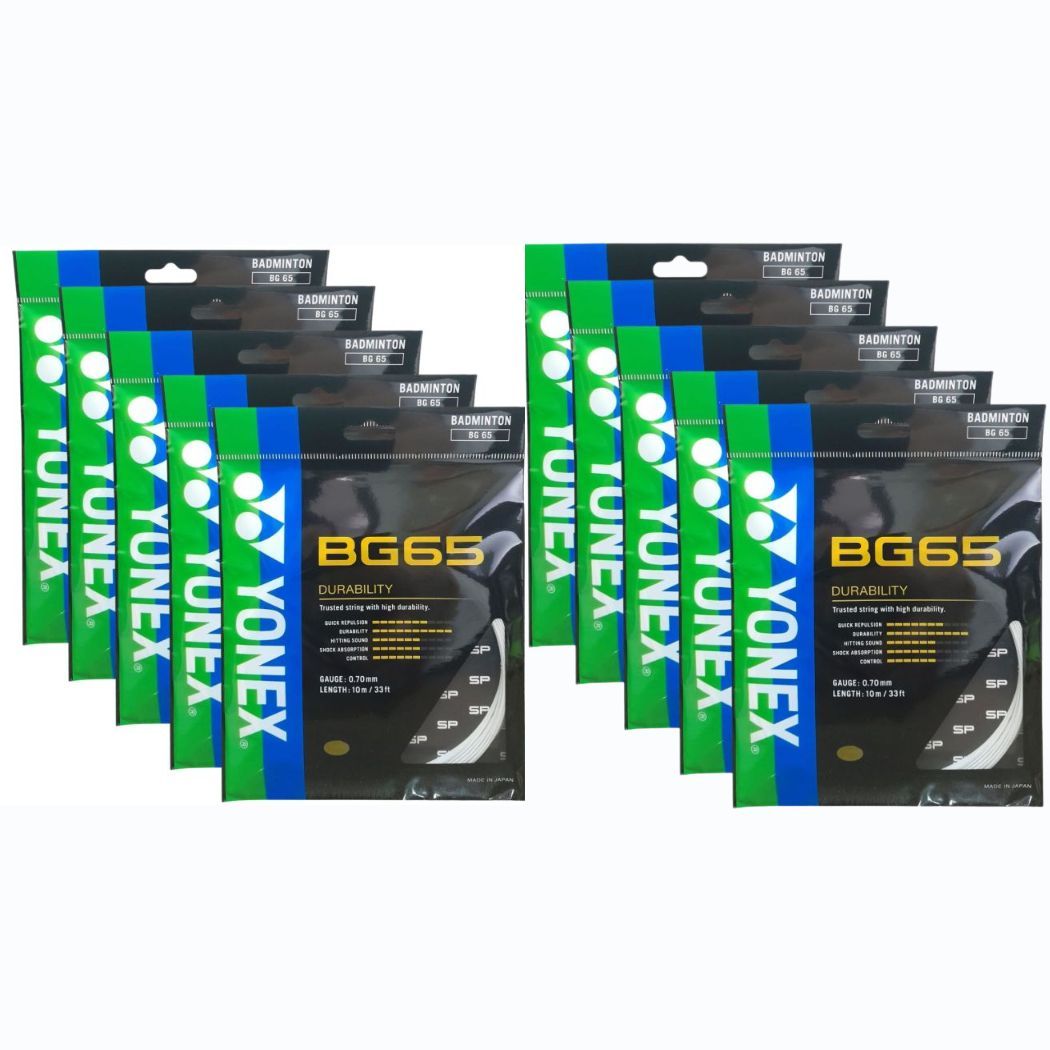 Yonex Bg 65 Badminton String (10 Qty Strings-Multi Colours) Set of 10