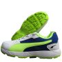 Puma Mens Cricket High Run Cricket Shoe White Blazing Blue Fast Yellow 