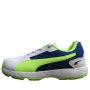 Puma Mens Cricket High Run Cricket Shoe White Blazing Blue Fast Yellow 