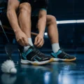 Thrax Shadow Strike Badminton Shoes Color Black Aqua Blue