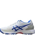 Asics 350 Not Out FF  Leather Full Spike Cricket Shoes White Tuna Blue