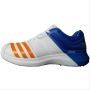 Adidas AdiPower Vector Spike Cricket Shoes White Blue and Orange