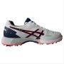 Asics Gel 300 Not Out Full Spike Cricket Shoes color White Blue Expanse