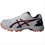 Asics Gel 300 Not Out Full Spike Cricket Shoes color White Blue Expanse