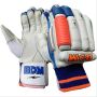 BDM Sachin Special Batting Gloves White Blue and Orange