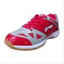 LiNing RIO Badminton Shoes Red and Silver And Thrax Badminton T Shirt Black and White