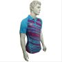 LiNing Polo Tee Badminton T Shirt Colar Neck with Half Sleeve Sky Blue and Purple Size Large
