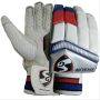 SG Excelite Batting Gloves White and Blue (Mens Size Right-Handed)